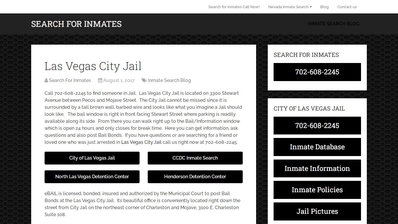 Las Vegas City Jail - Search for Inmates